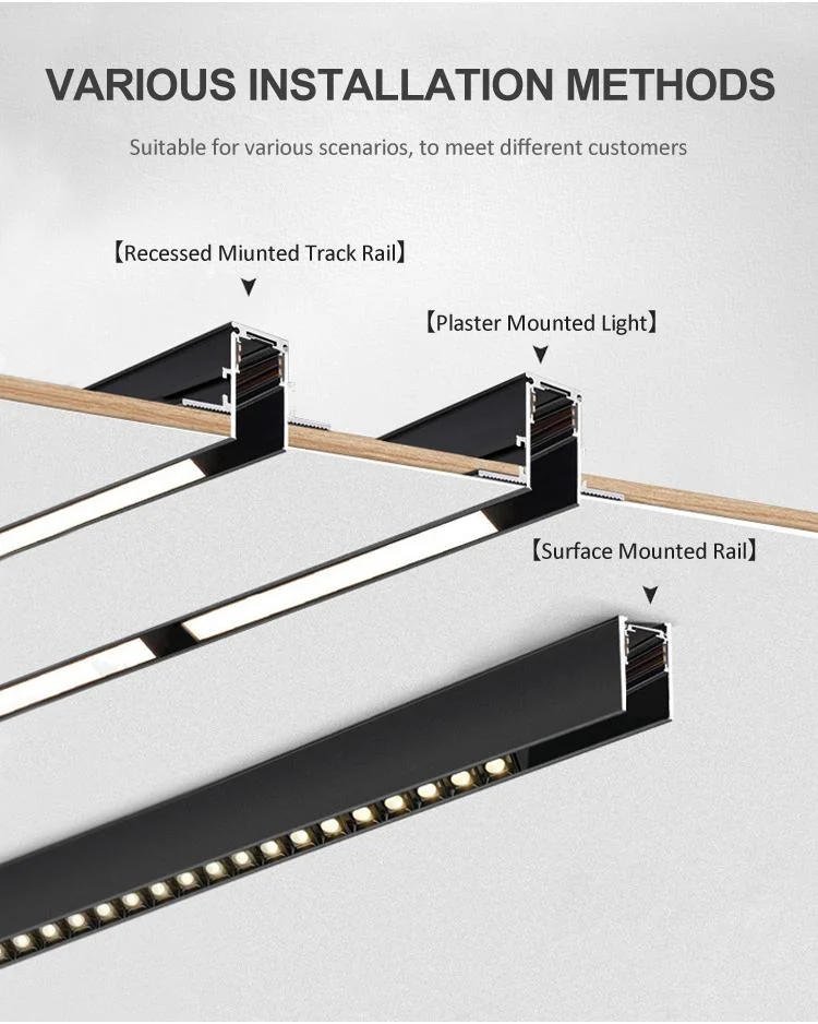 Factory Magnetic Suction Track for Home Commercial Office AC 220V DC 48V Magnetic Suction LED Track Light