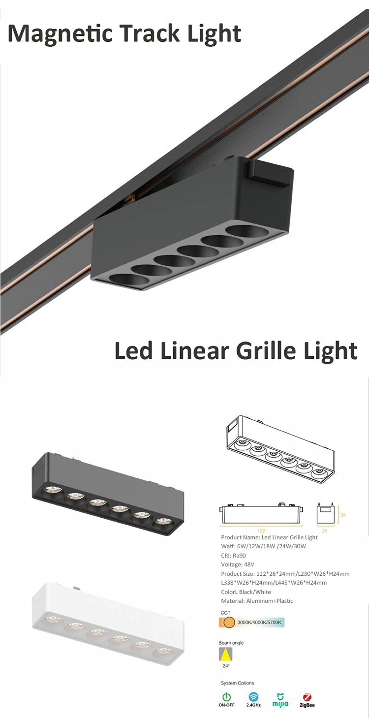 DC48V Low Voltage LED Track Magnetic Light 6cm Ultra Slim Magnetic Track